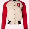 Queen Kerosin Jacken | Damen Raglan College Sweatjacke In Beige Und Rot