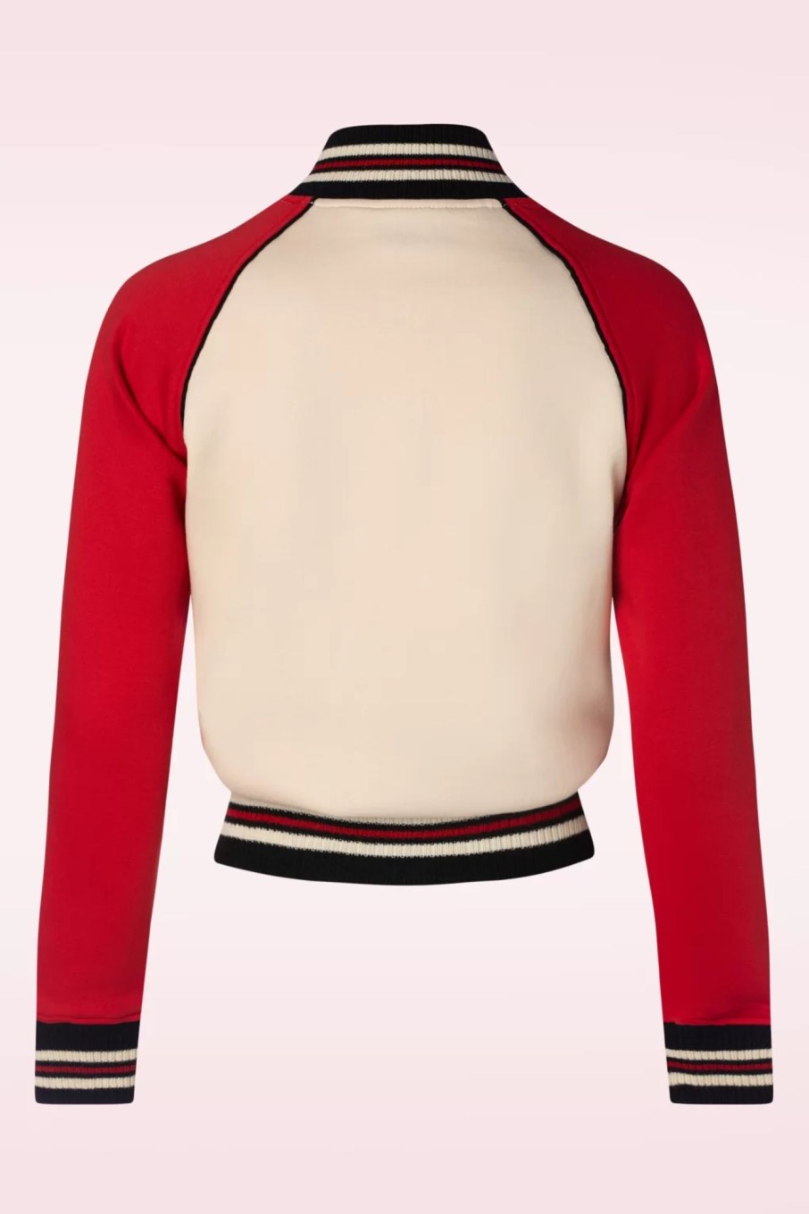 Queen Kerosin Jacken | Damen Raglan College Sweatjacke In Beige Und Rot