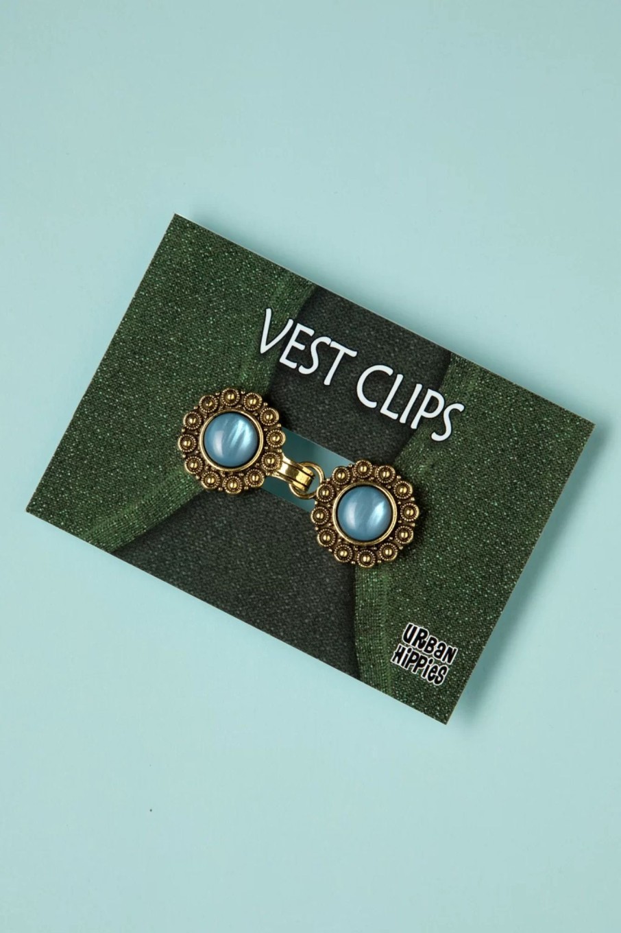 Urban Hippies Schmuck | Weste Clips In Gold Und Fjord Blau