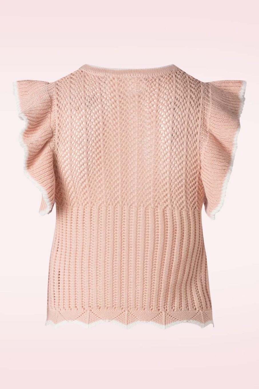 Vixen Pullover | Ruschen Strick Pullunder In Rosa