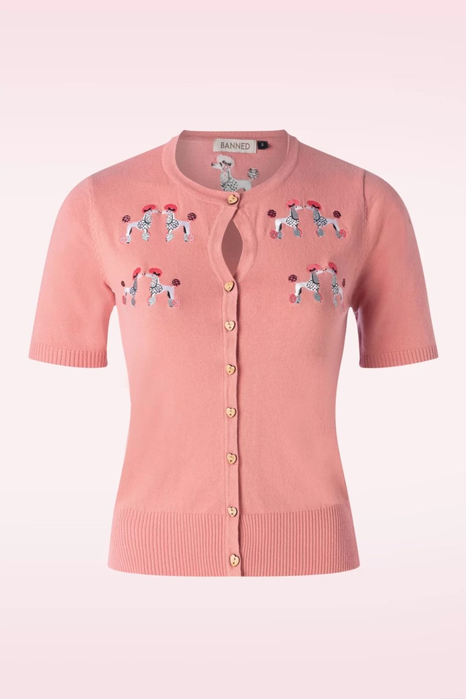 Banned Retro Strickjacken | The Kissing Poodles Strickjacke In Pink