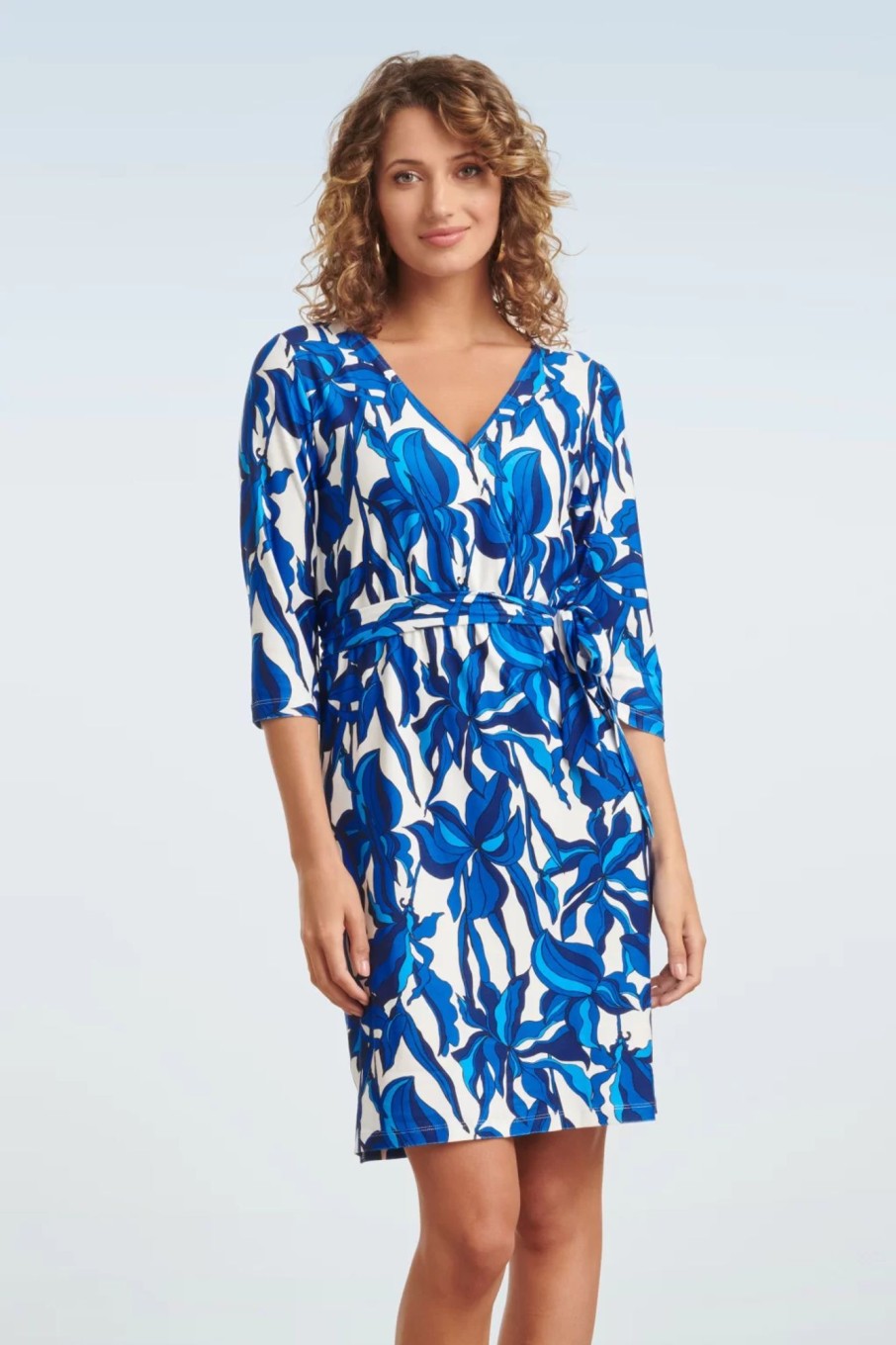 Smashed Lemon Plus Sizes Kleider | Amira Blumen Kleid In Blau Und Weis