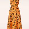 Vixen Plus Sizes Kleider | Sunflower Print Midi Kleid In Orange