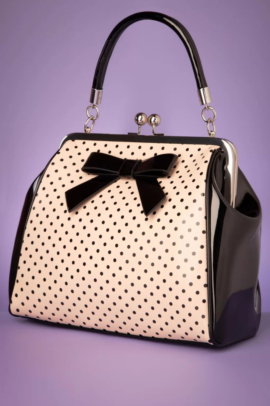 Banned Retro Taschen | Frances Polka Star Bag In Schwarz Und Blush