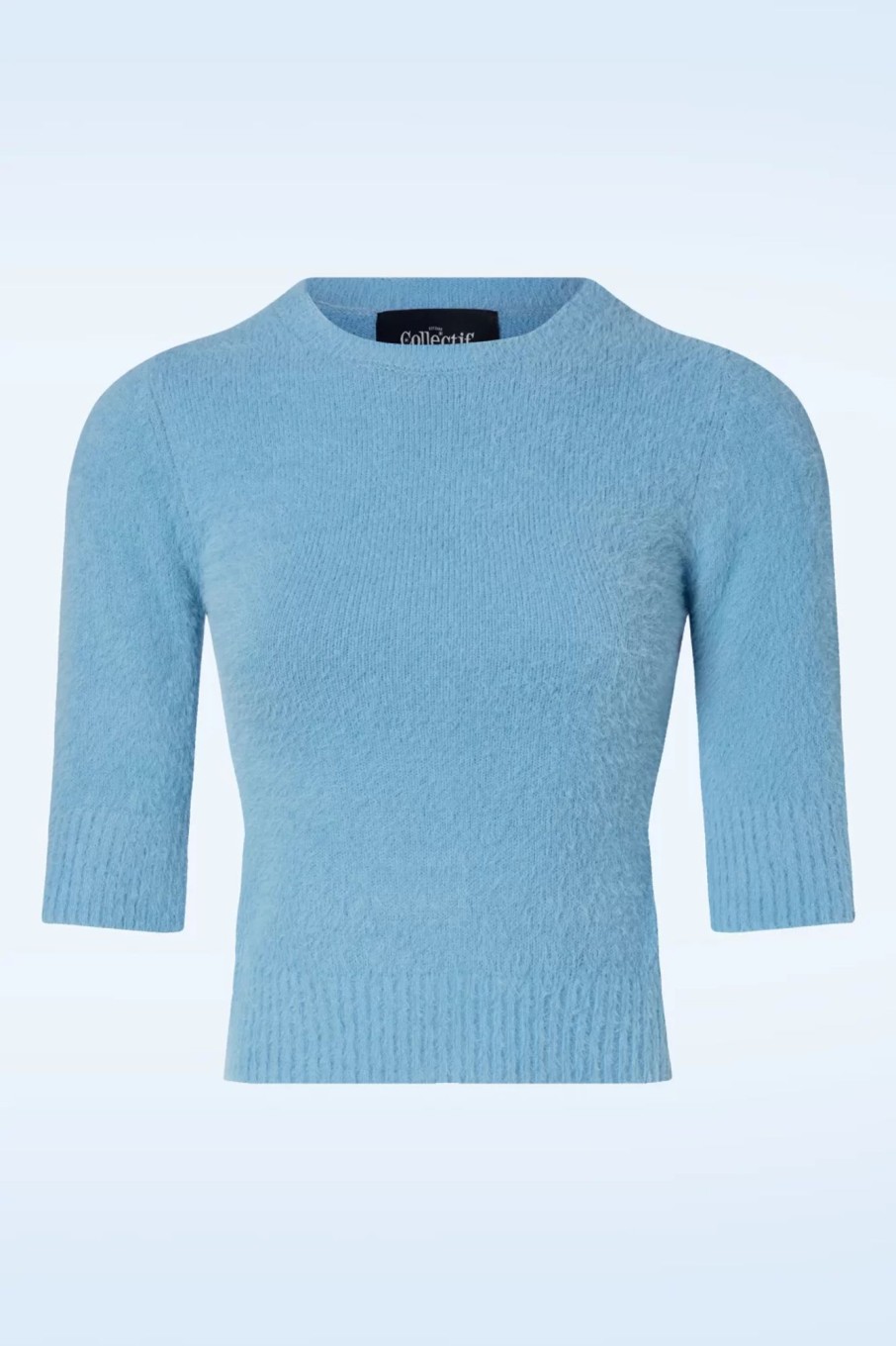 Collectif Clothing Pullover | Chrissie Fluffy Strickoberteil In Hellblau