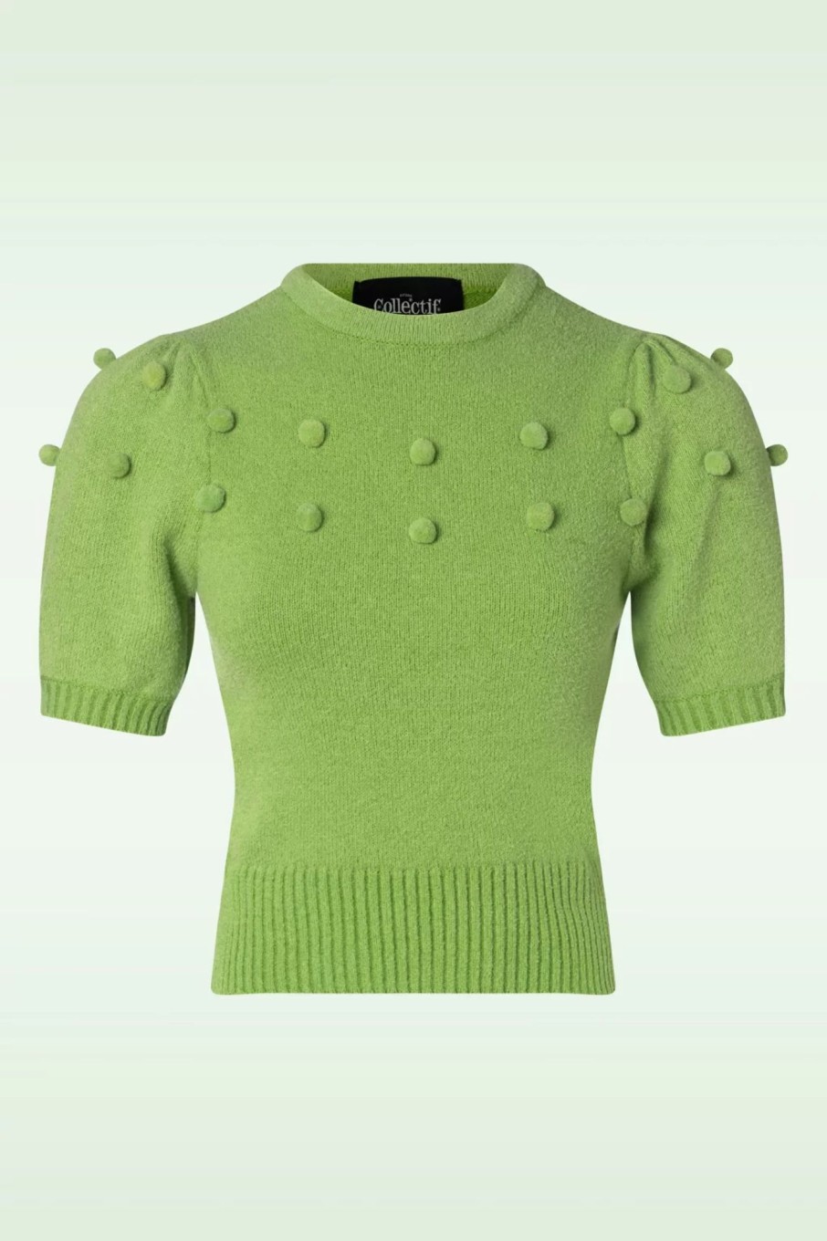 Collectif Clothing Pullover | Barbara Pom Pom Strickoberteil In Grun