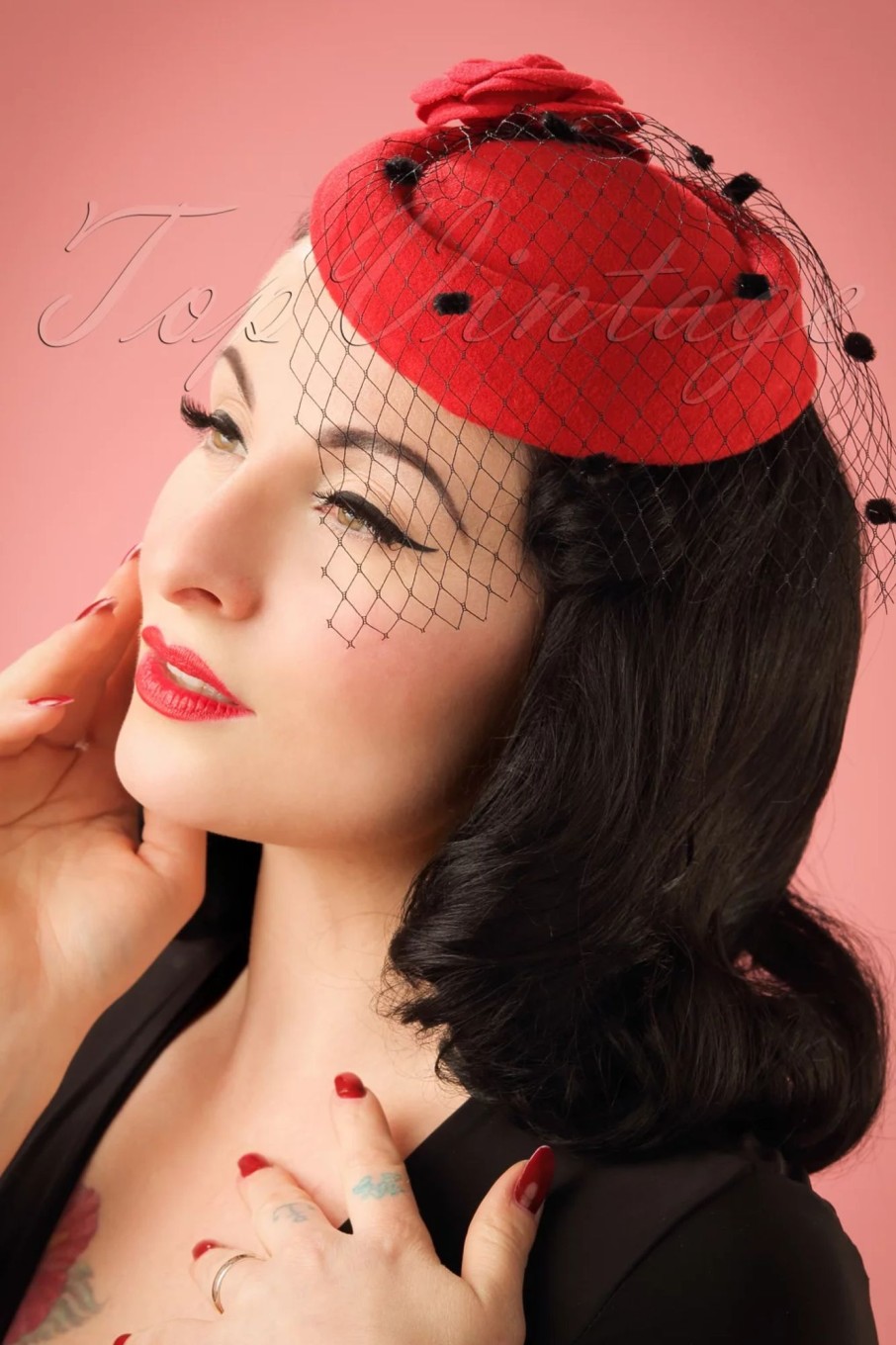 Banned Retro Haarschmuck | Marilyn Fascinator In Rot