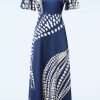 Traffic People Maxi Kleider | Rene Kleid In Blau Und Creme