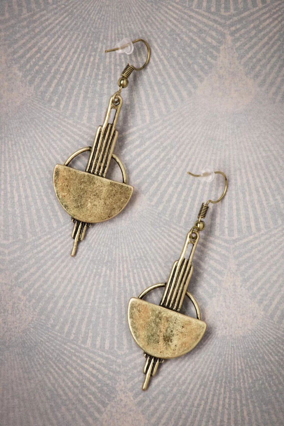 Lovely Schmuck | Art-Deco-Messing-Ohrringe In Gold