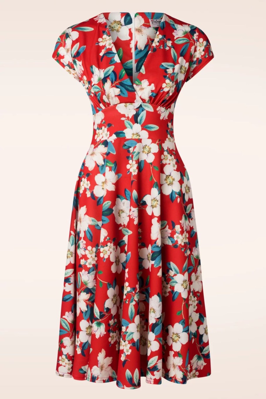 Vintage Chic for Topvintage Plus Sizes Kleider | Miley Flower Swing Kleid In Knallrot