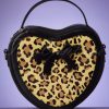 Banned Retro Taschen | Rockabilly Heart Handtasche In Schwarz Und Leopard