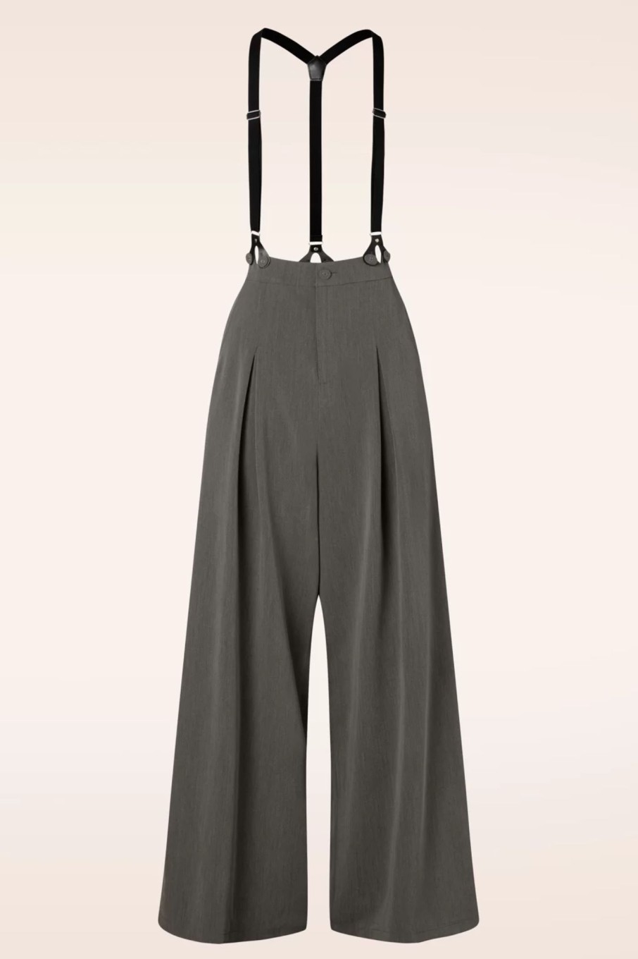 Vixen Hosen | Martha Nadelstreifen Hosentrager Hose In Grau