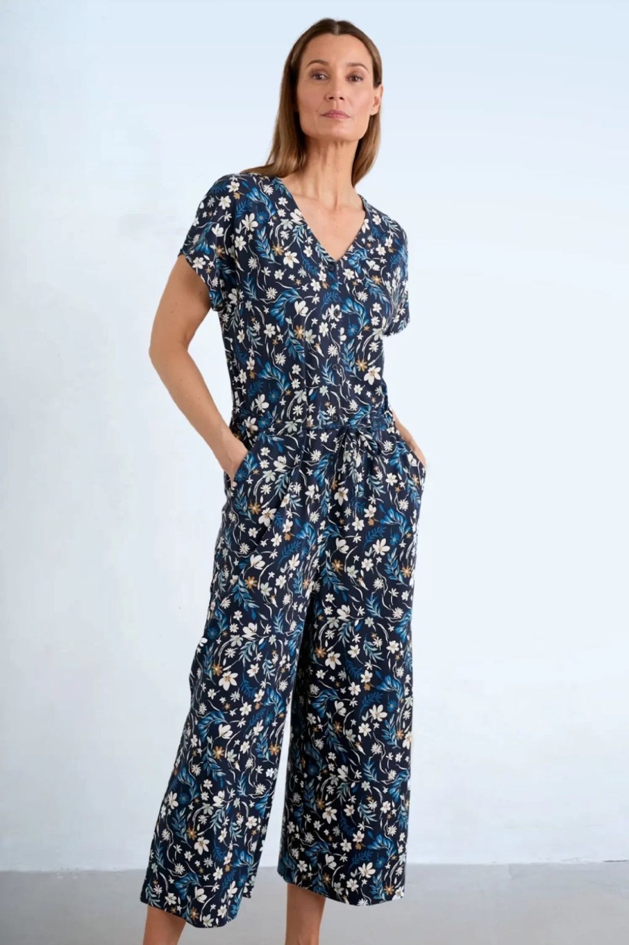 Seasalt Playsuits & Jumpsuits | Rose Trellis Jumpsuit In Tidal Floral Maritime