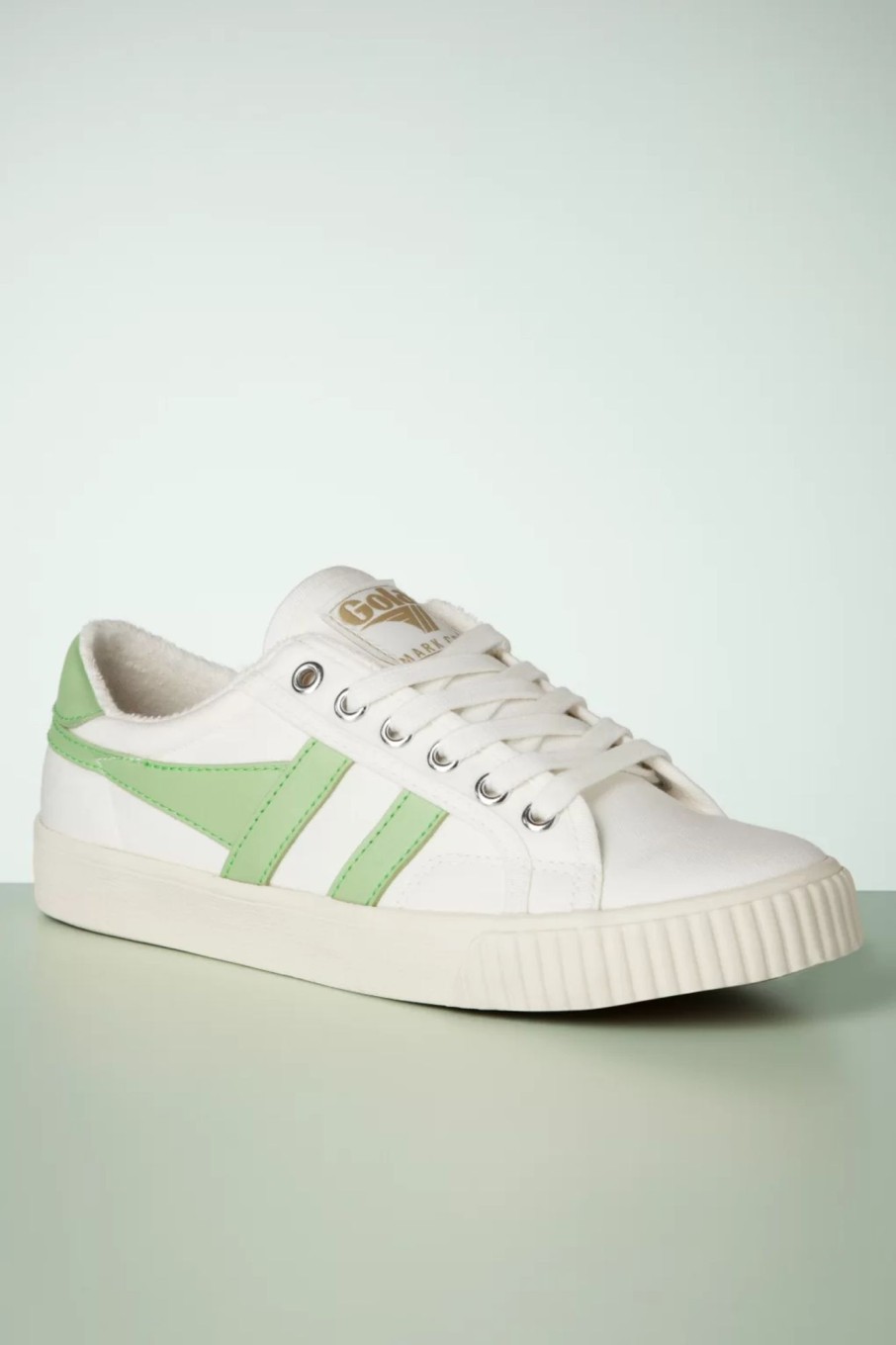 Gola Sneaker | Mark Cox Tennis Sneaker In Off White Und Patina Grun