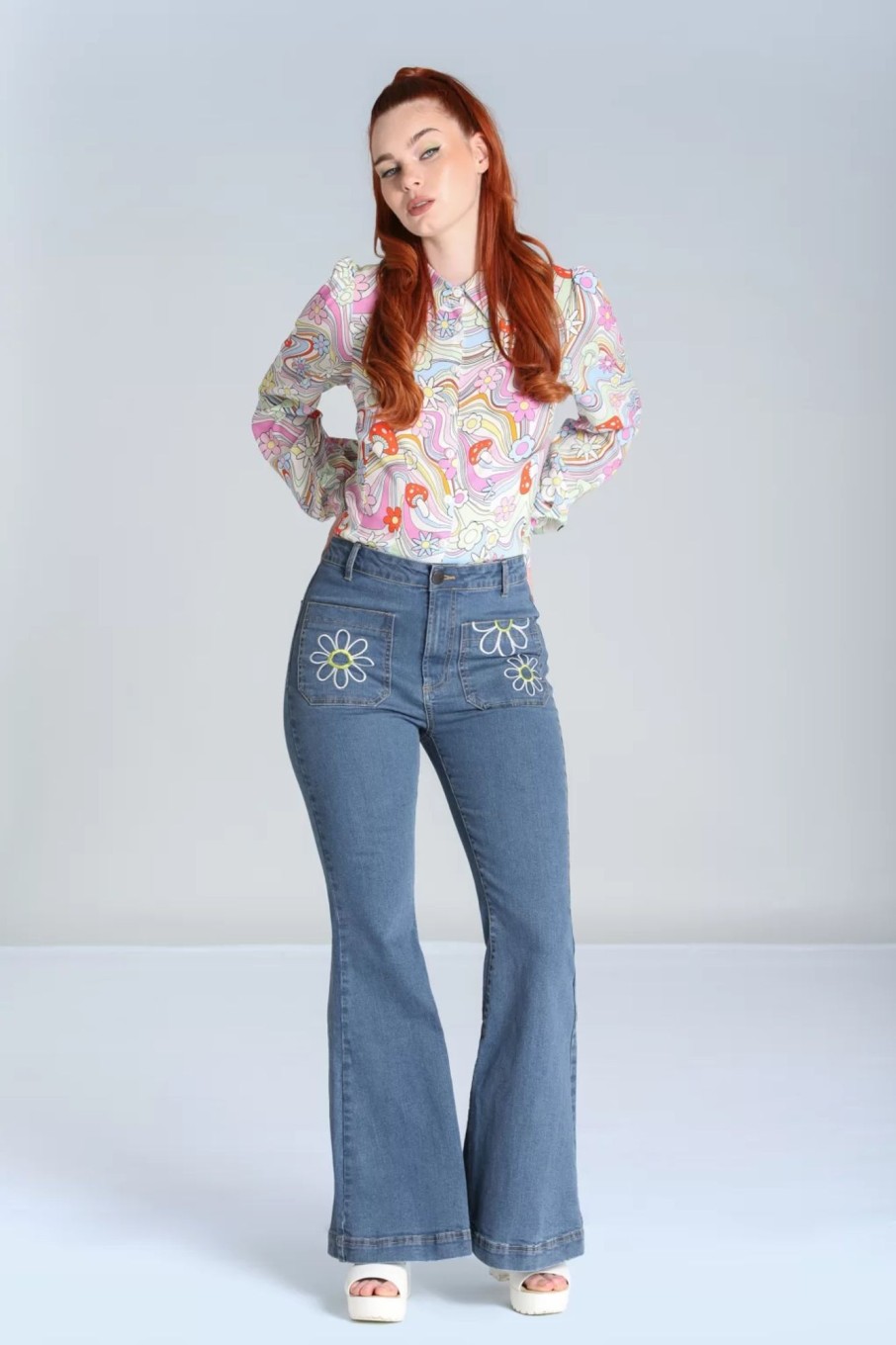 Bunny Hosen | Daisy Flower Power Jeans In Hellblau