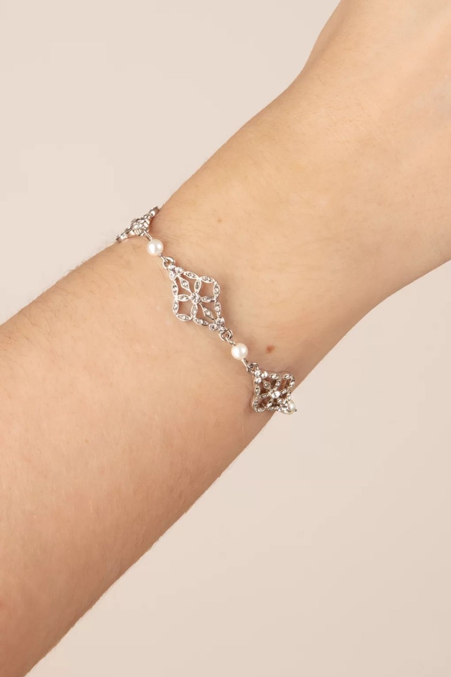 Lovely Schmuck | Viktorianisches Filigranarmband Aus Silber Und Glas