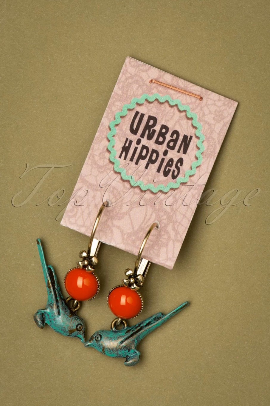 Urban Hippies Schmuck | Vergoldete Birdie Ohrringe In Blau Und Rot