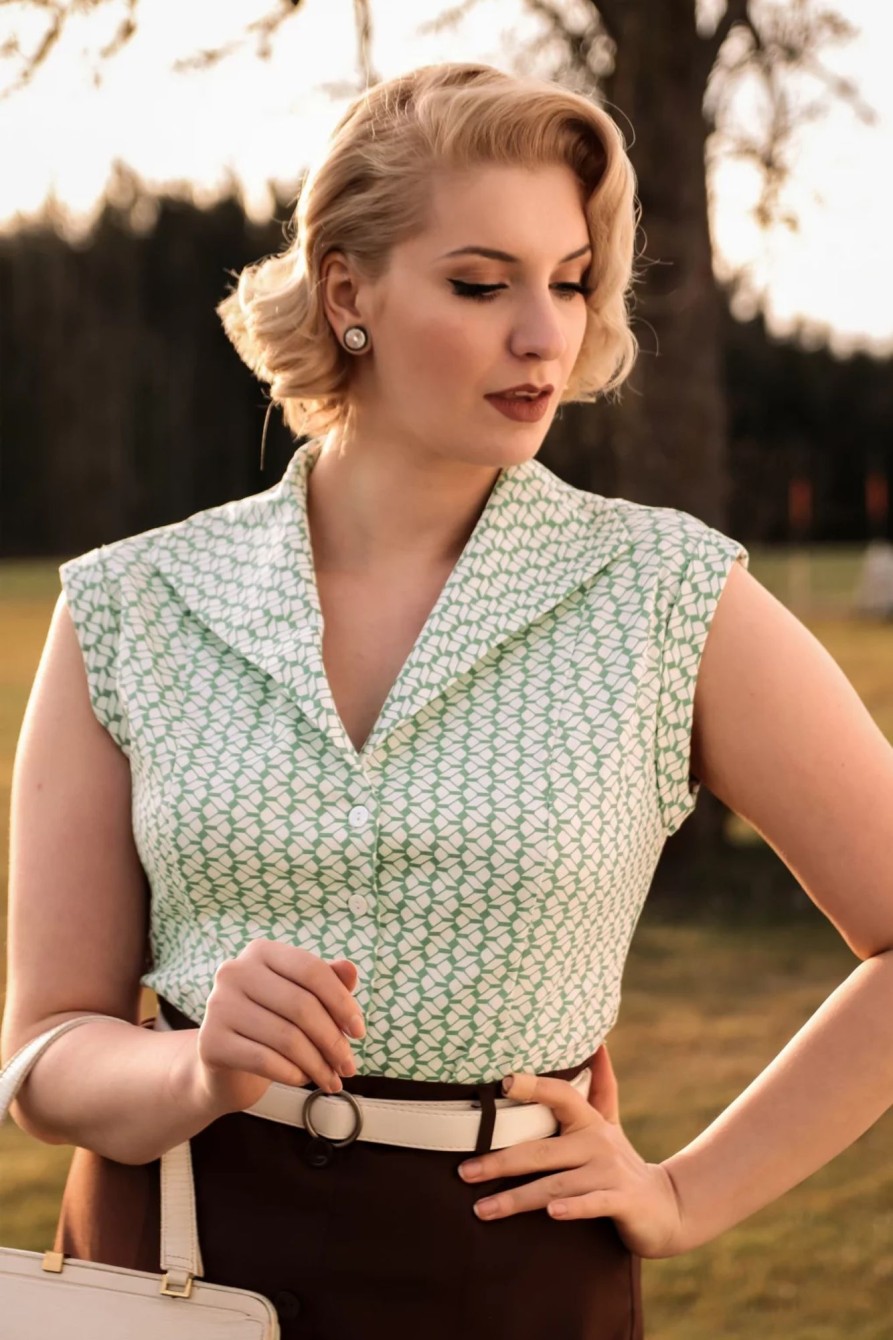 Banned Retro Blusen | Tina Fliesenbluse In Mint