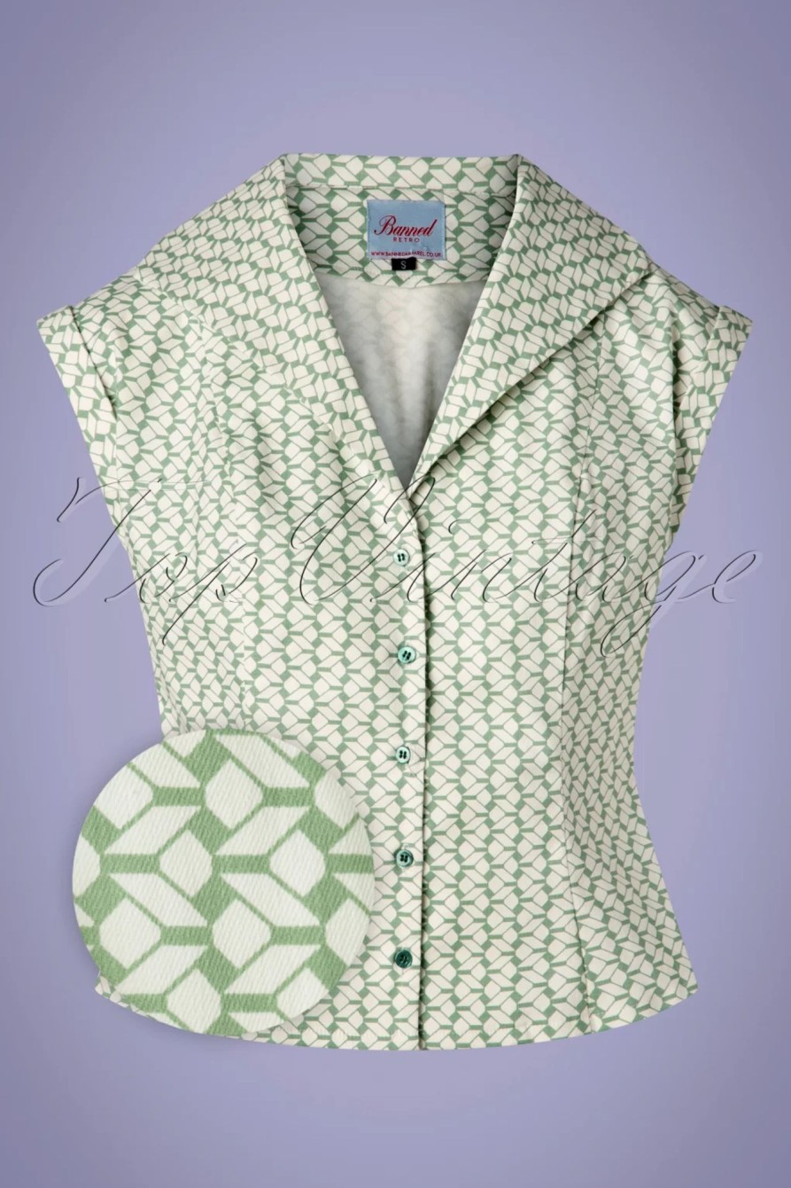 Banned Retro Blusen | Tina Fliesenbluse In Mint