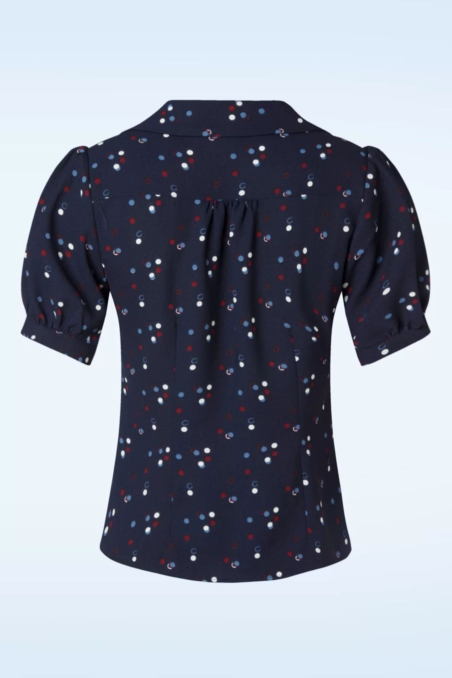 Collectif Clothing Blusen | Luana Chalk Polka Bluse In Marineblau