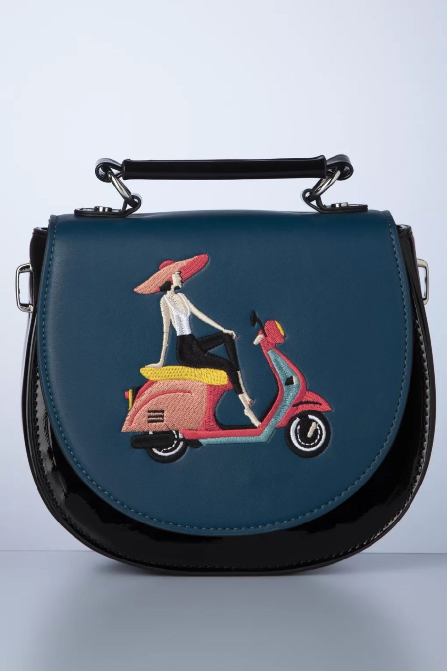 Banned Retro Taschen | Portofino Handtasche In Schwarz Und Blau