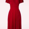 Vintage Chic for Topvintage Plus Sizes Kleider | Irene Uberkreuztes Swing-Kleid In Rot