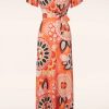 Vintage Chic for Topvintage Plus Sizes Kleider | Feline Groovy Print Maxi Kleid In Orange