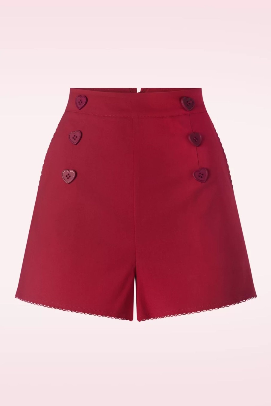 Vixen Hosen | Heart Button Shorts In Rot