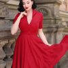 Vintage Diva Plus Sizes Kleider | Laura Lee Swing Kleid In Rot