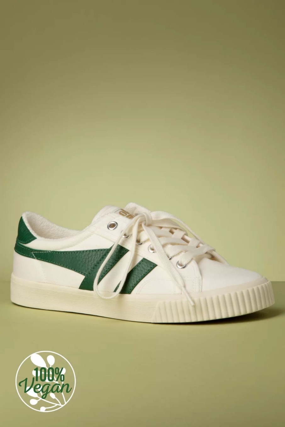 Gola Sneaker | Mark Cox Tennis Sneaker In Weis Und Dunkelgrun