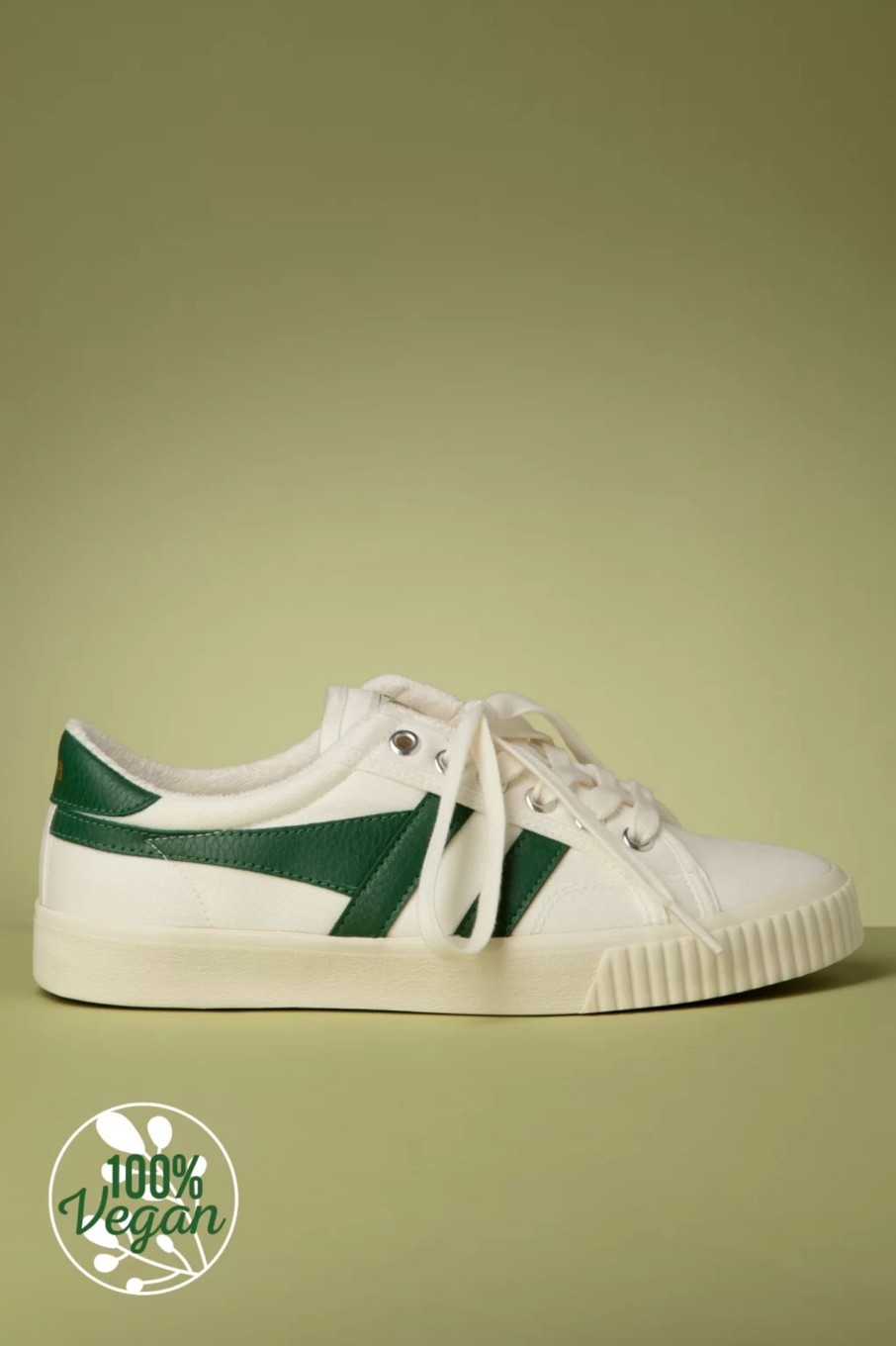 Gola Sneaker | Mark Cox Tennis Sneaker In Weis Und Dunkelgrun