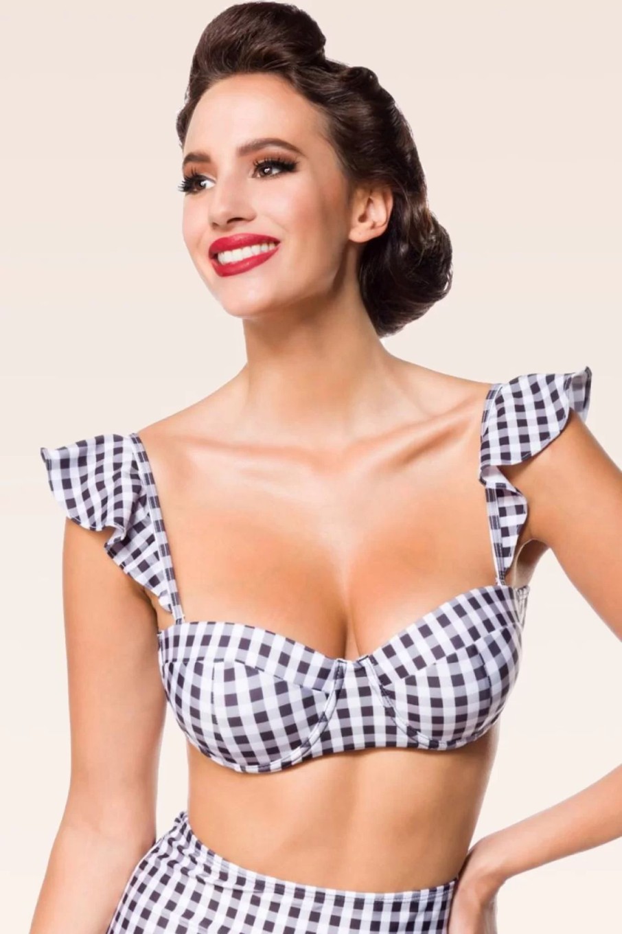 Belsira Bikinis | Gigi Gingham-Bikinioberteil In Schwarz Und Weis