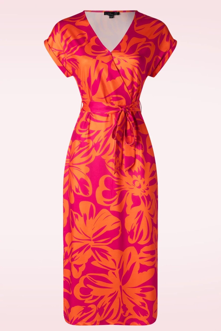 Smashed Lemon Plus Sizes Kleider | Laila Flower Midi Kleid In Orange Und Fuchsia