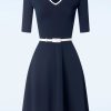 Vintage Chic for Topvintage Plus Sizes Kleider | Sandy Swing Kleid In Navy