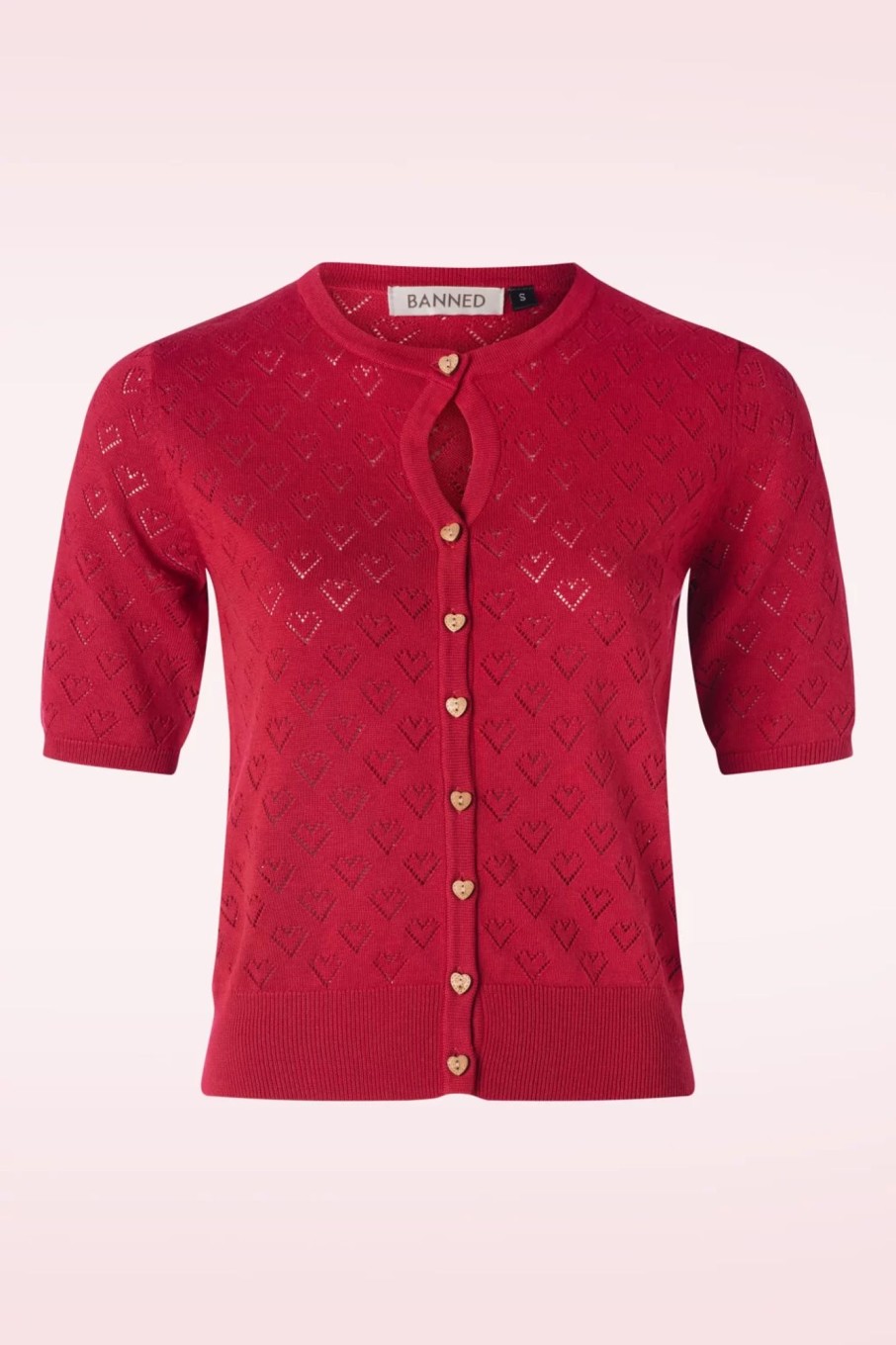 Banned Retro Strickjacken | Heart Blooms Strickjacke In Rot