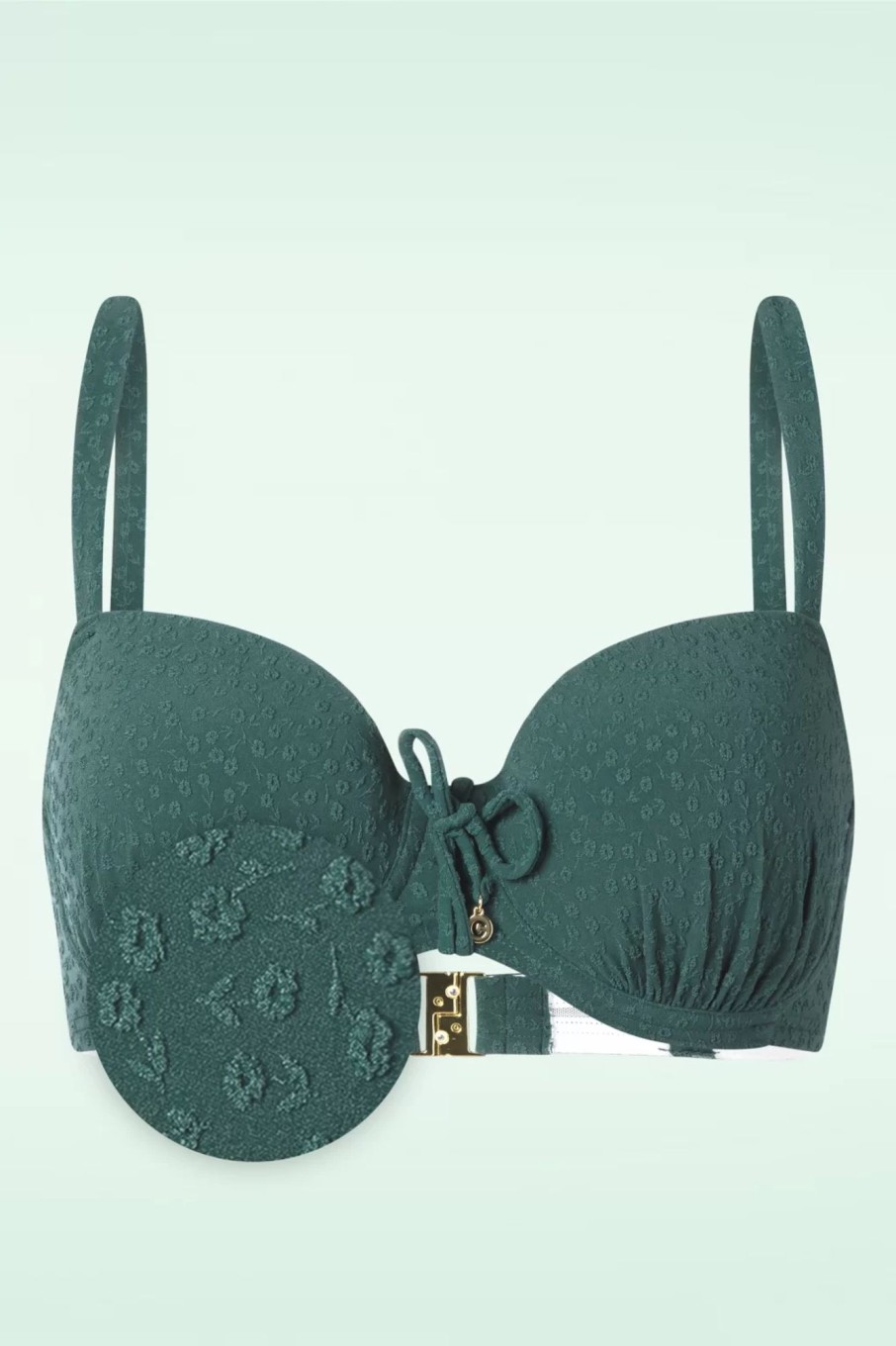 Cyell Bikinis | Flora Gepolstertes Bikinioberteil In Teal