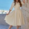 Miss Candyfloss Jacken | Azelia May Mantelkleid Aus Leinen In Creme