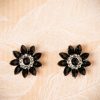 Lovely Schmuck | Audrey Jet Flower Ohrstecker In Schwarz Und Silber