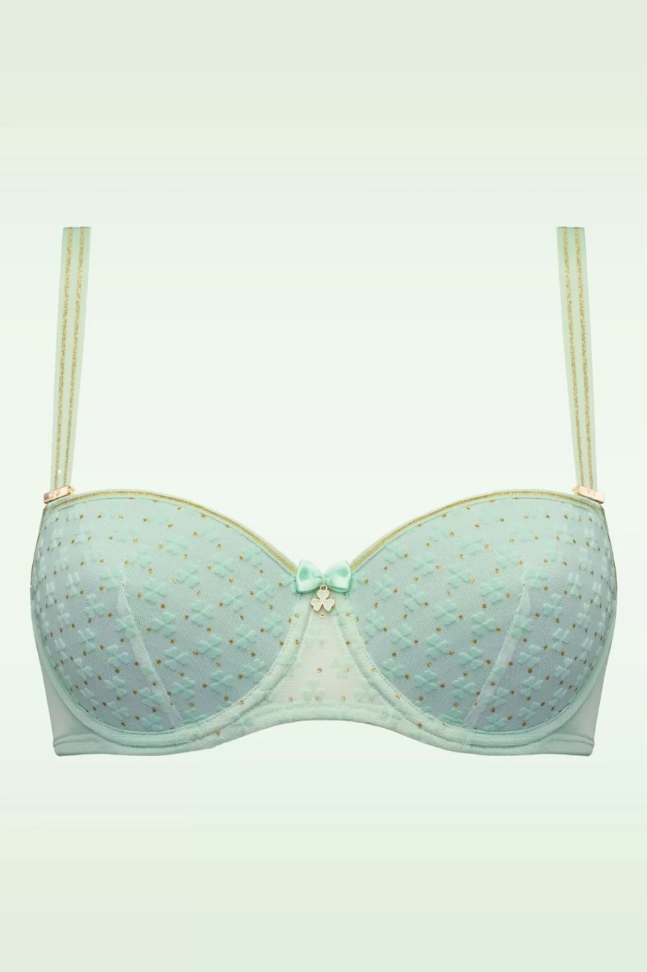 Marlies Dekkers Bhs | Lucky Clover Padded Balcony Bh In Mintgrun Und Gold