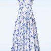 Timeless Plus Sizes Kleider | Ivy Floral Kleid In Eisigem Weis Und Blau