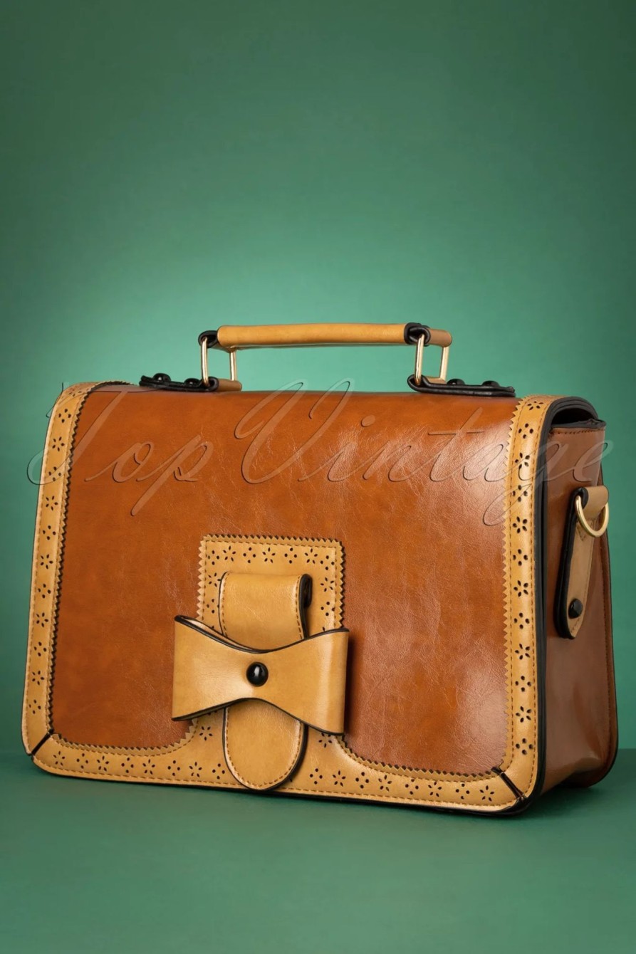 Banned Retro Taschen | Scandal Office Handtasche In Camel Und Cognac