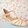 Charlie Stone Ballerinas | Montpellier Flache Schuhe Mit T-Riemen In Creme