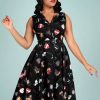 Collectif Clothing Swing Kleider | Caterina Armelloses Cats Forever Swing Kleid In Schwarz