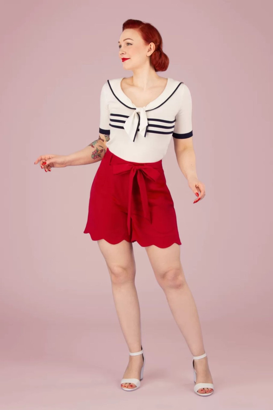 Banned Retro Hosen | Ahoy Scallop Shorts In Rot