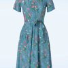 Very Cherry Plus Sizes Kleider | Revers Fieldbouquet Midi Kleid In Blau