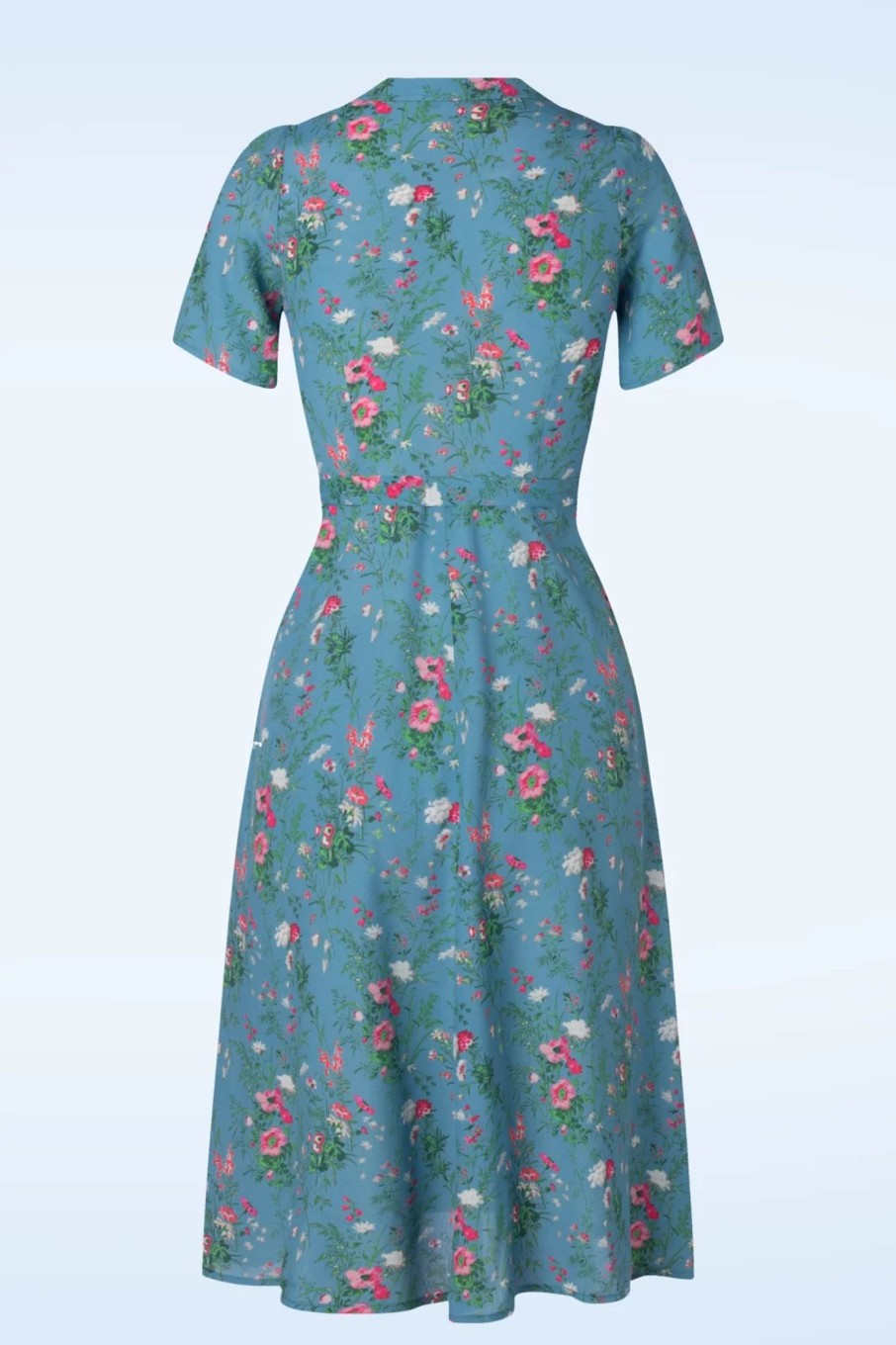 Very Cherry Plus Sizes Kleider | Revers Fieldbouquet Midi Kleid In Blau