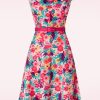 Vixen Plus Sizes Kleider | Floral Cats Print Flare Kleid In Mlulti