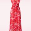 Smashed Lemon Plus Sizes Kleider | Isla Flower Maxi Kleid In Rosa Und Rot