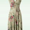 Vintage Chic for Topvintage Plus Sizes Kleider | Midikleid Jane Mit Blumenmuster In Vintage-Grun