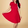 Banned Retro Plus Sizes Kleider | Wonder Fit And Flare Swing Kleid In Rot